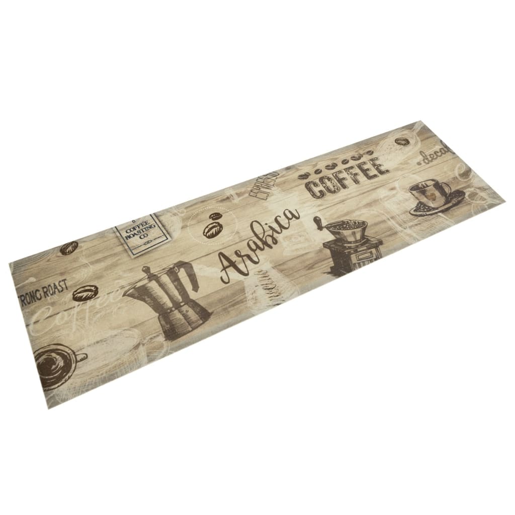 Vetonek Alfombra de cocina lavable terciopelo marrón café 45x150 cm