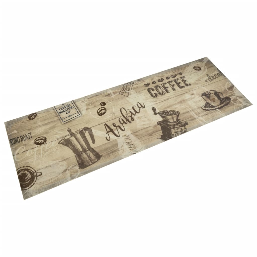 Vetonek Alfombra de cocina lavable terciopelo marrón café 60x180 cm