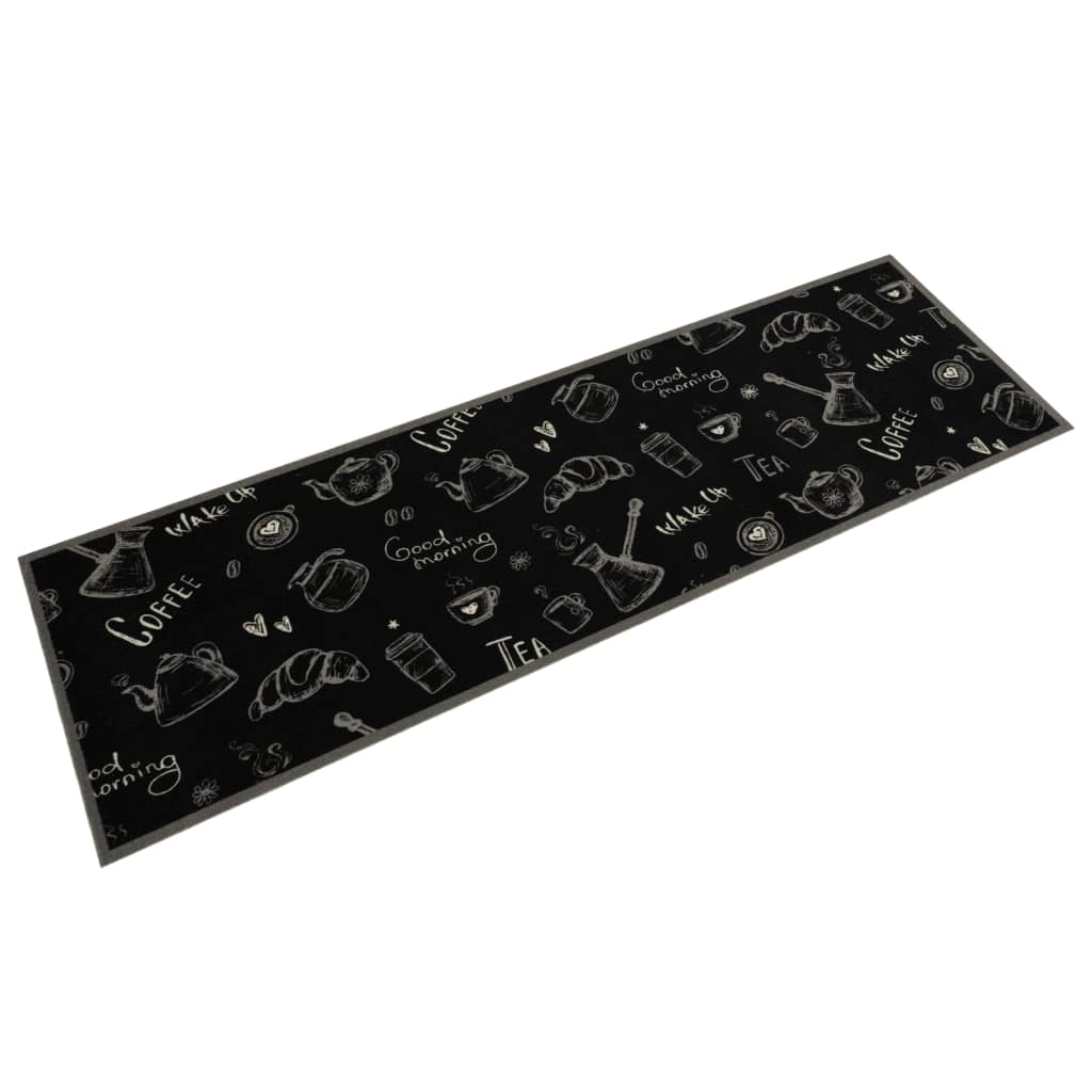 Vetonek Alfombra de cocina lavable terciopelo negro Morning 45x150 cm