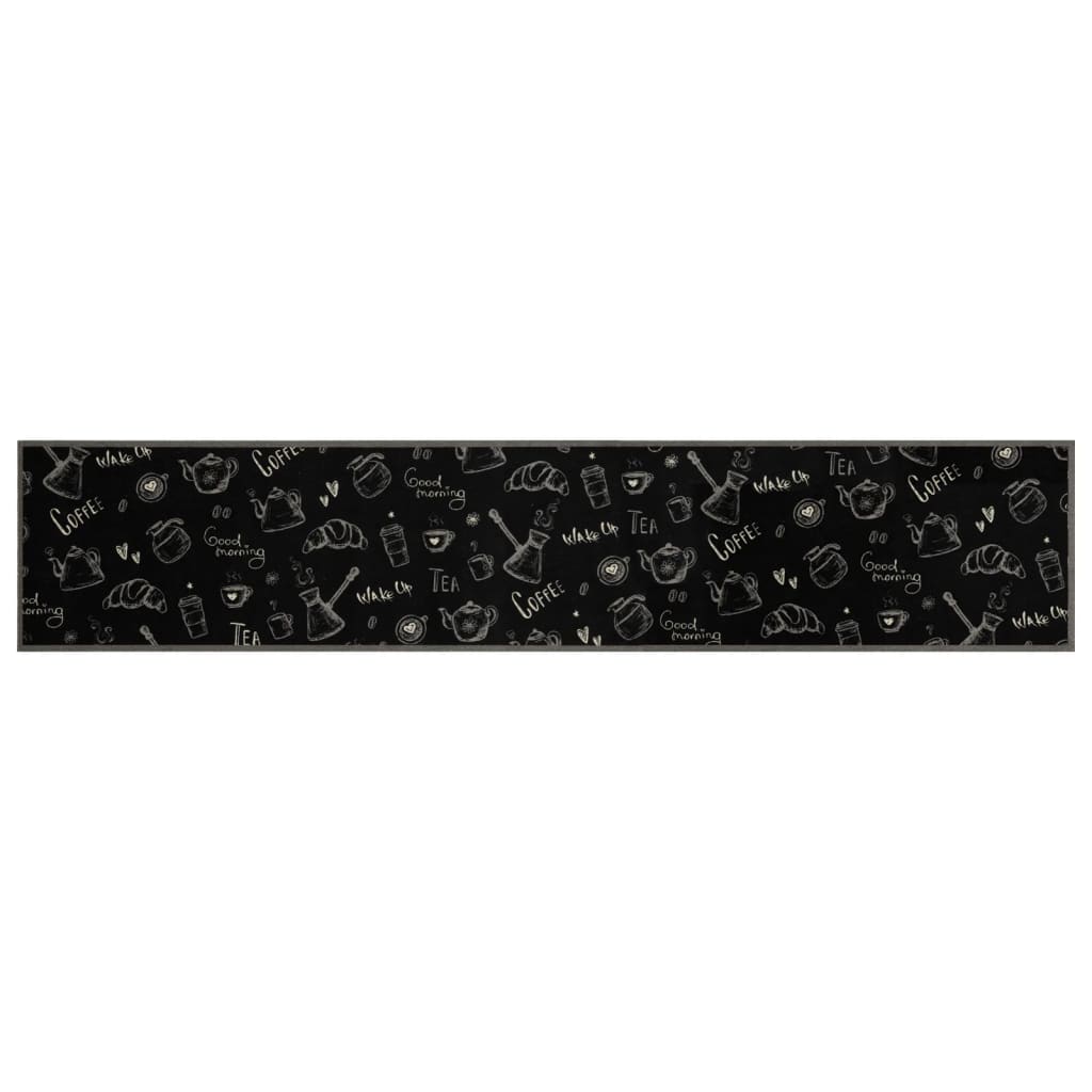 Alfombra de cocina lavable terciopelo Morning negro 60x300 cm