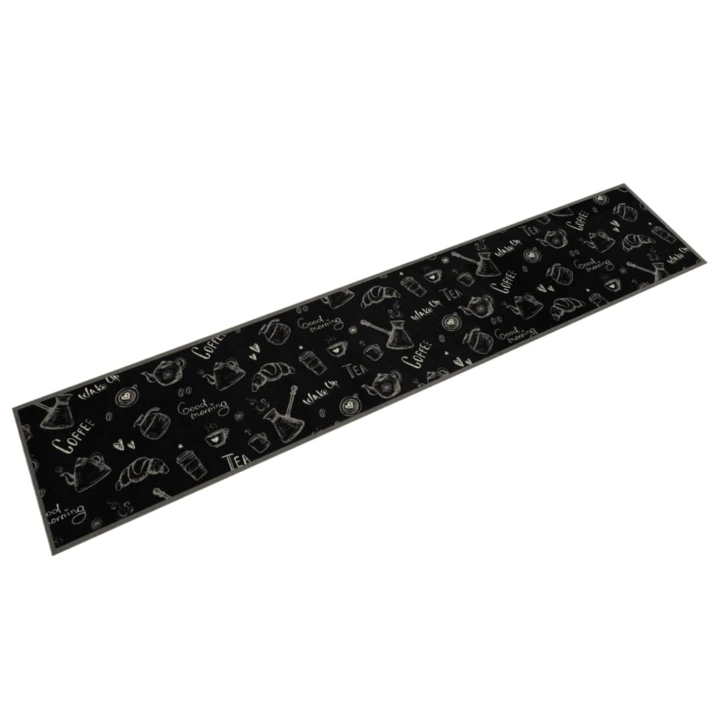 Vetonek Alfombra de cocina lavable terciopelo Morning negro 60x300 cm