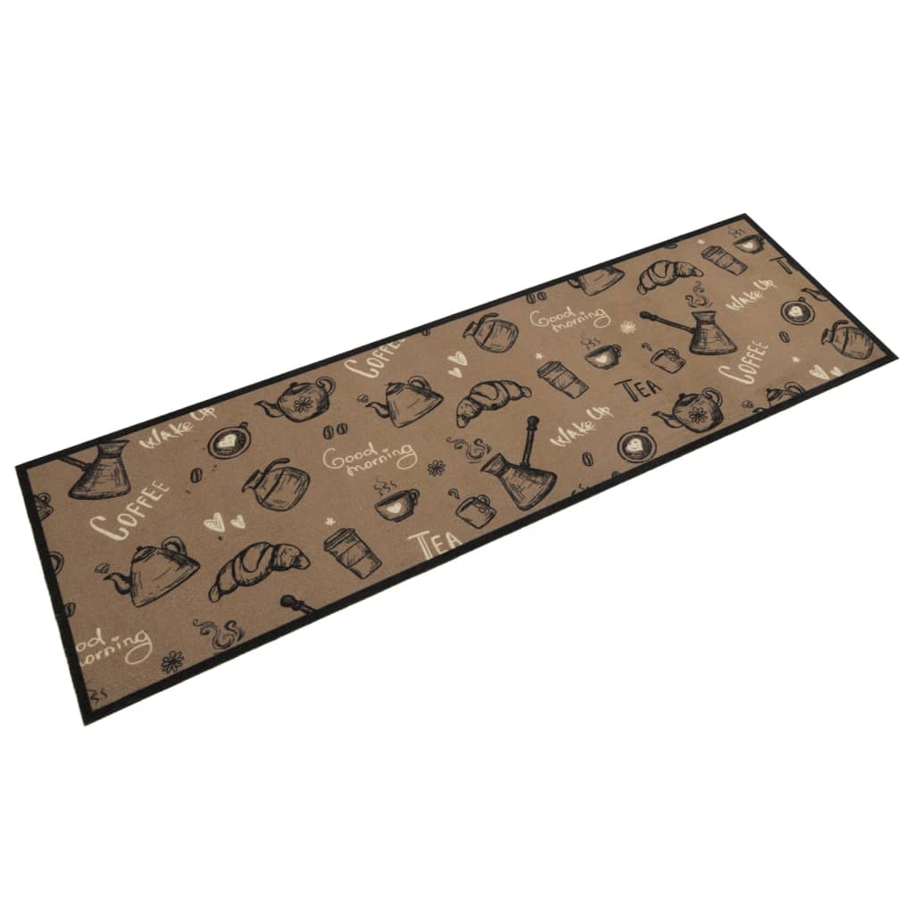 Vetonek Alfombra de cocina lavable terciopelo marrón Morning 45x150 cm