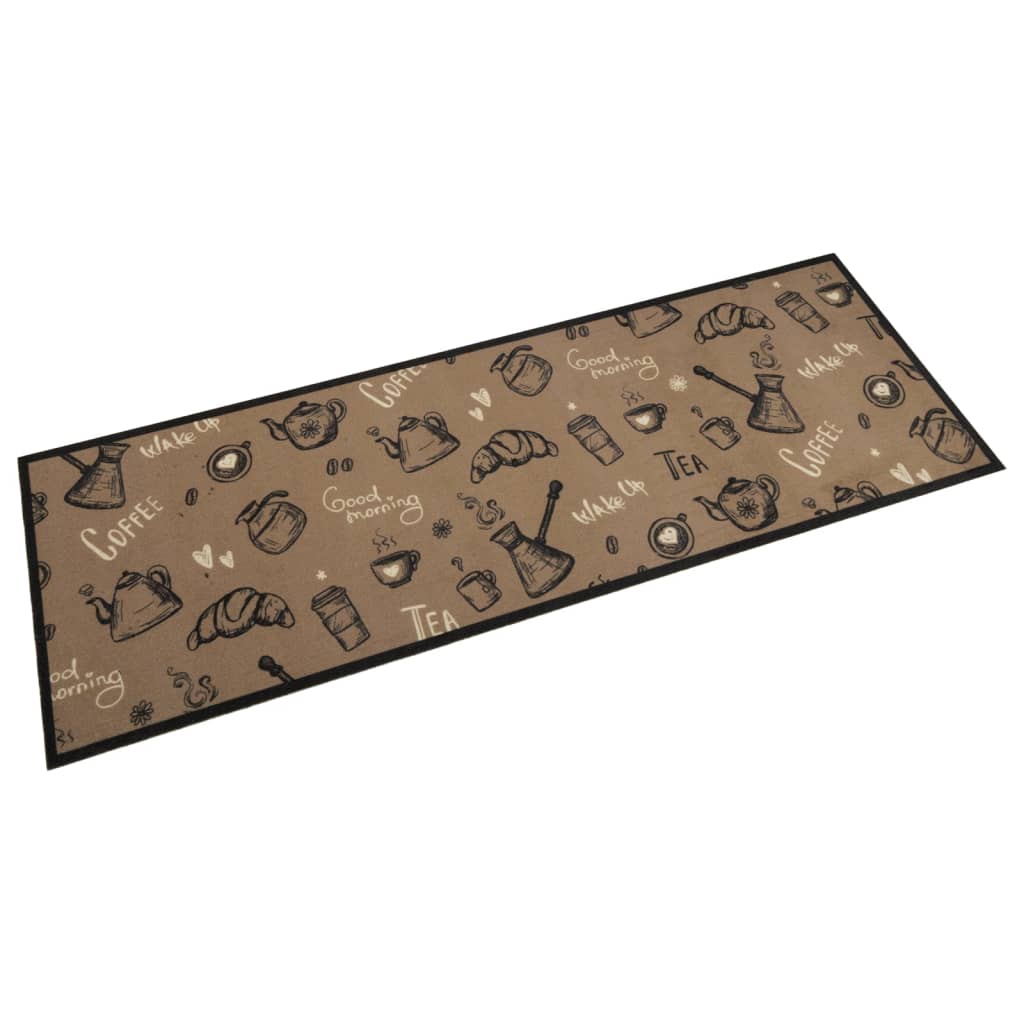 Alfombra de cocina lavable terciopelo marrón Morning 60x180 cm