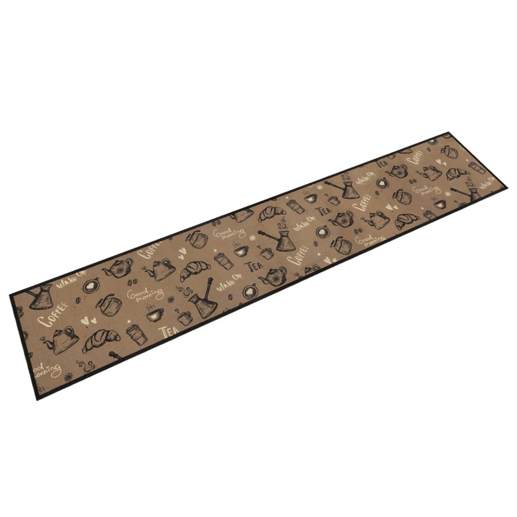 Vetonek Alfombra de cocina lavable terciopelo marrón Morning 60x300 cm