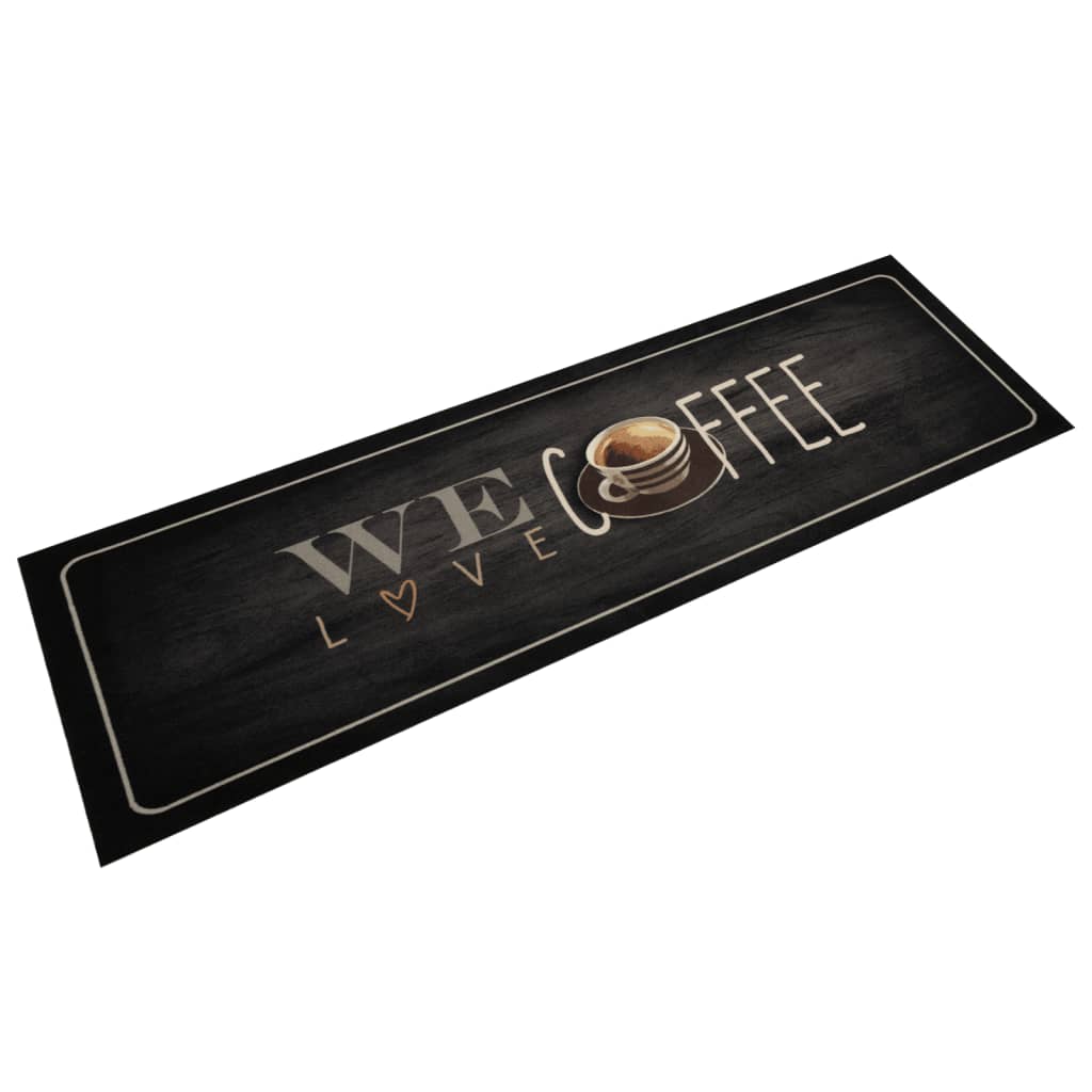 Vetonek Alfombra de cocina lavable terciopelo texto café 45x150 cm