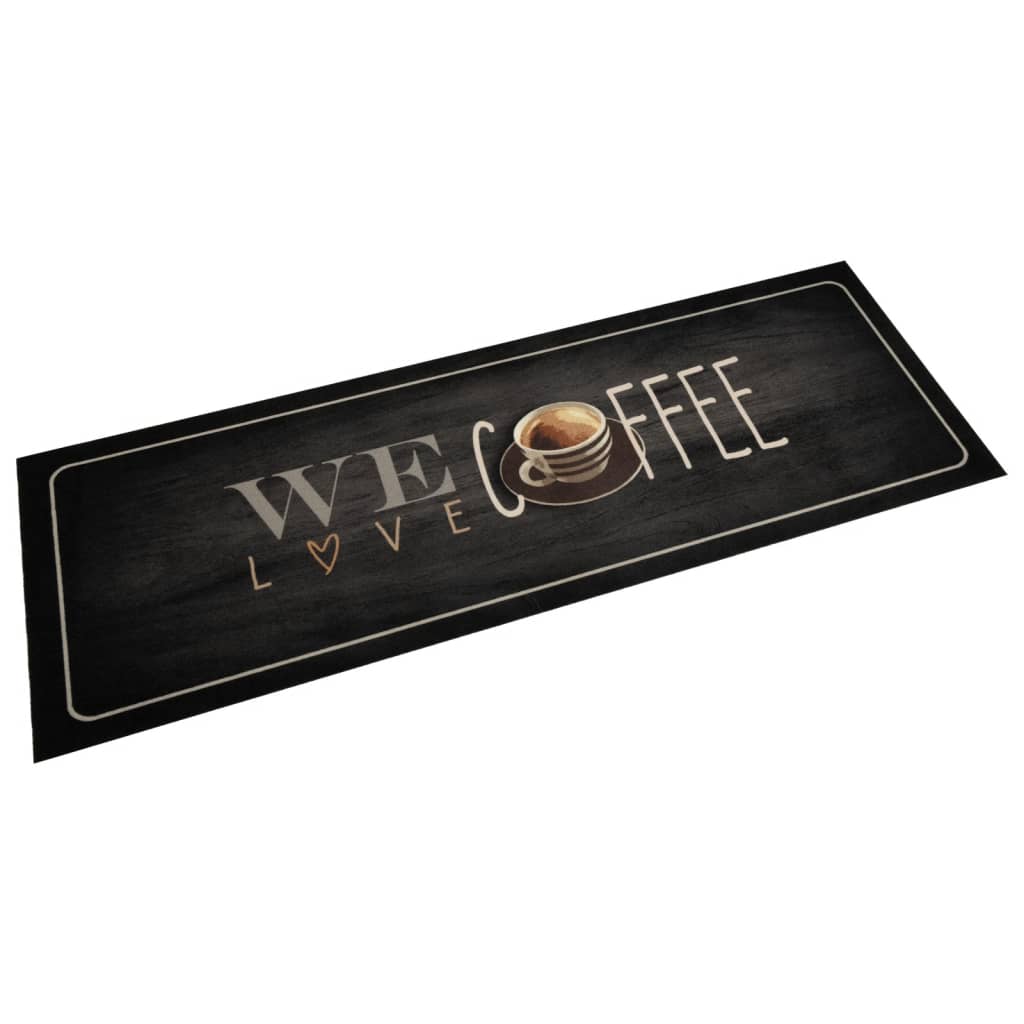 Vetonek Alfombra de cocina lavable terciopelo texto café 60x180 cm