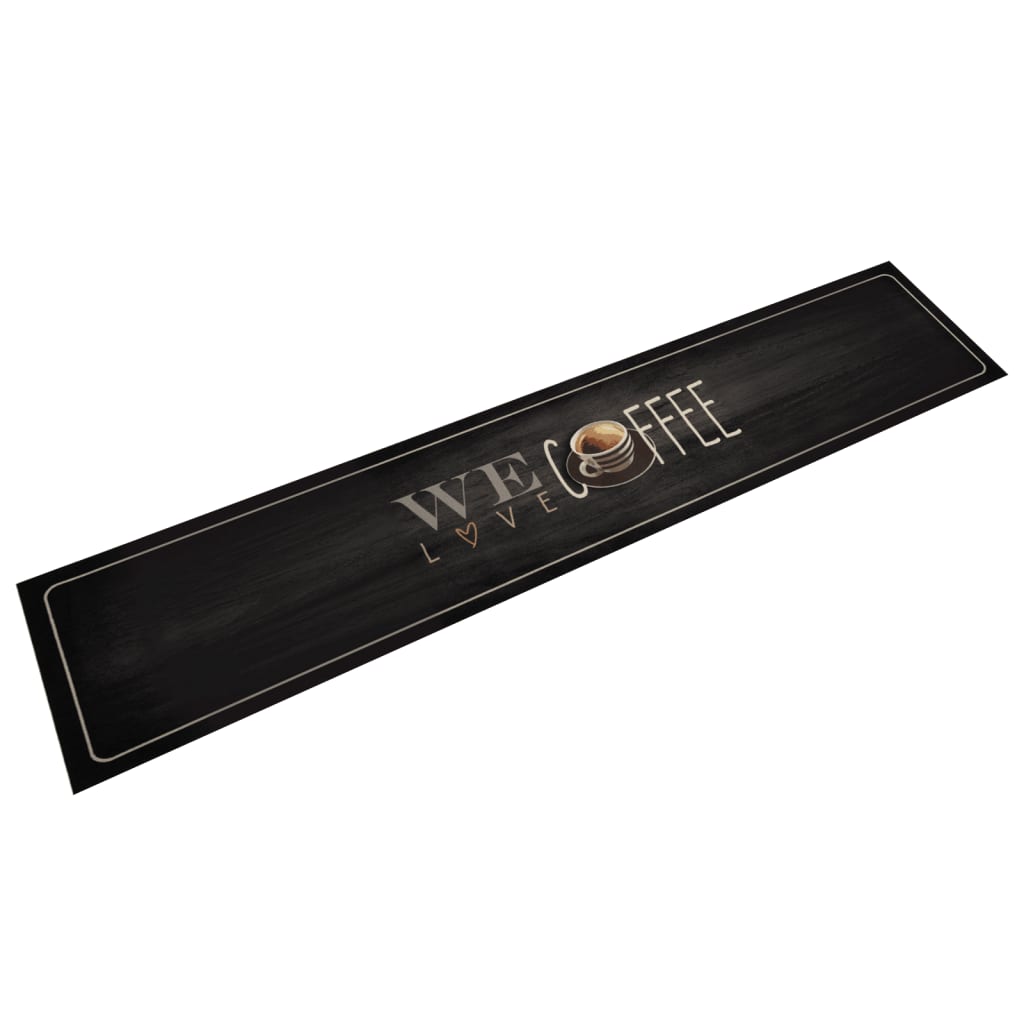 Vetonek Alfombra de cocina lavable terciopelo texto café 60x300 cm