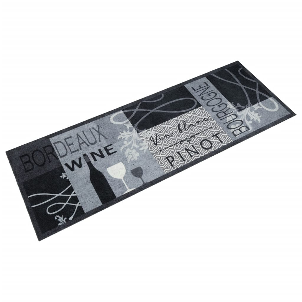 Vetonek Alfombra de cocina lavable terciopelo vino gris 60x180 cm