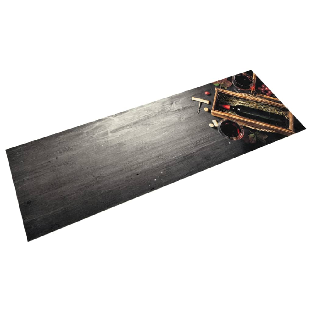 Vetonek Alfombra de cocina lavable terciopelo botella de vino 45x150 cm