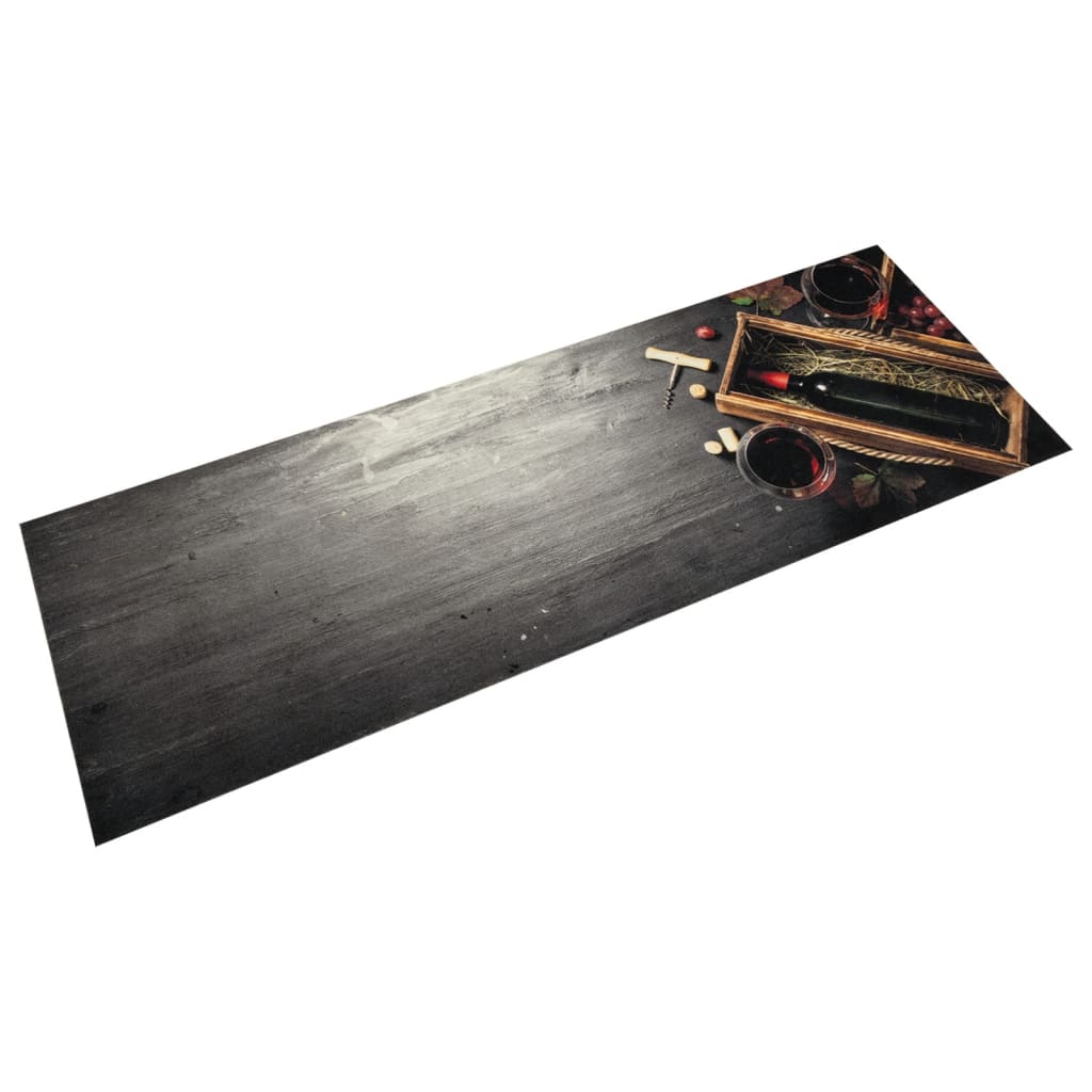 Vetonek Alfombra de cocina lavable terciopelo botella de vino 60x180 cm