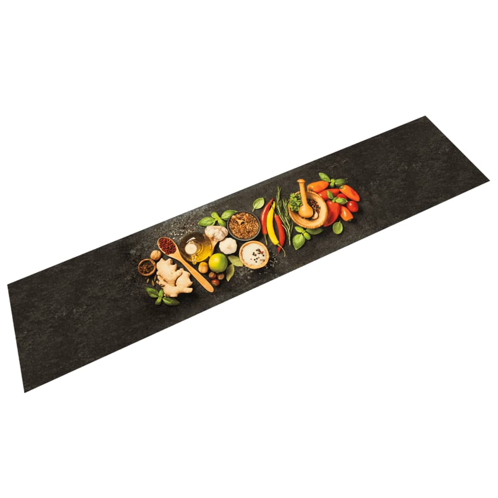 Vetonek Alfombra de cocina lavable terciopelo dibujo especias 60x300 cm