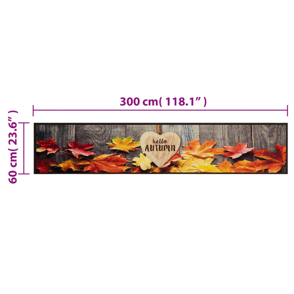 Alfombra de cocina lavable terciopelo otoño 60x300 cm vidaXL