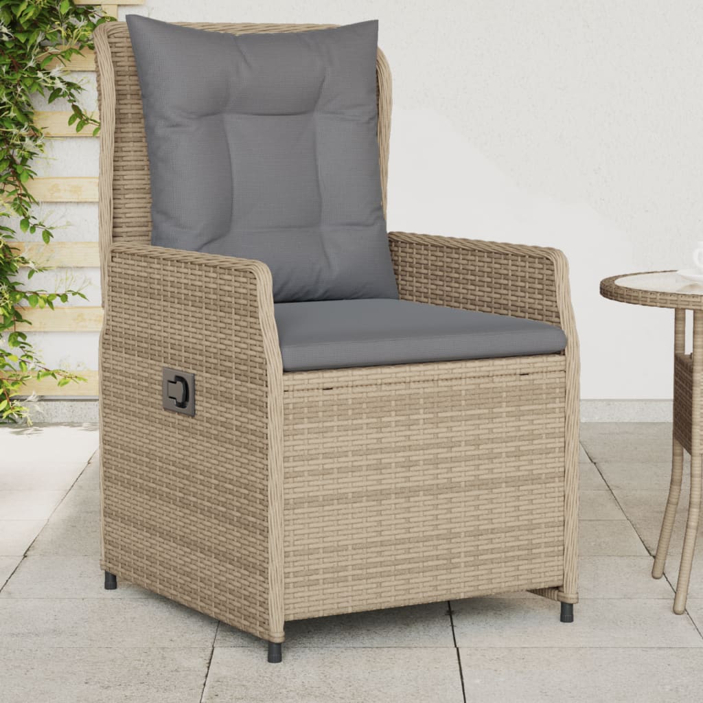 Vetonek Sillones reclinables de jardín 2 uds ratán sintético beige