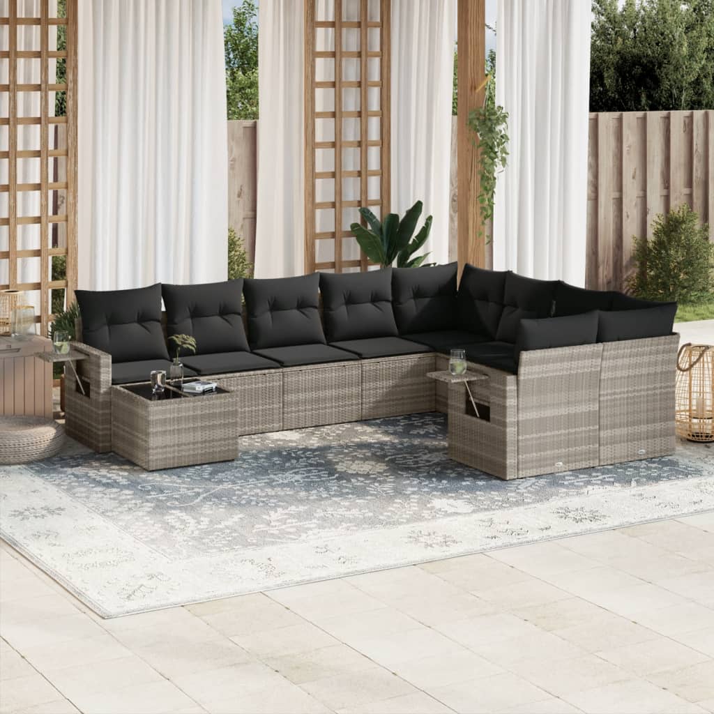 Sofas Sofas Garten 10 Stcs mit leichten synthetischen Rattan -Kissen