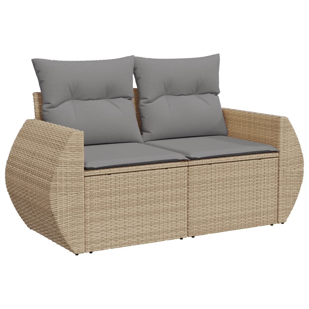 Gartensofas Set 9 PCs mit beige synthetischen Kissen