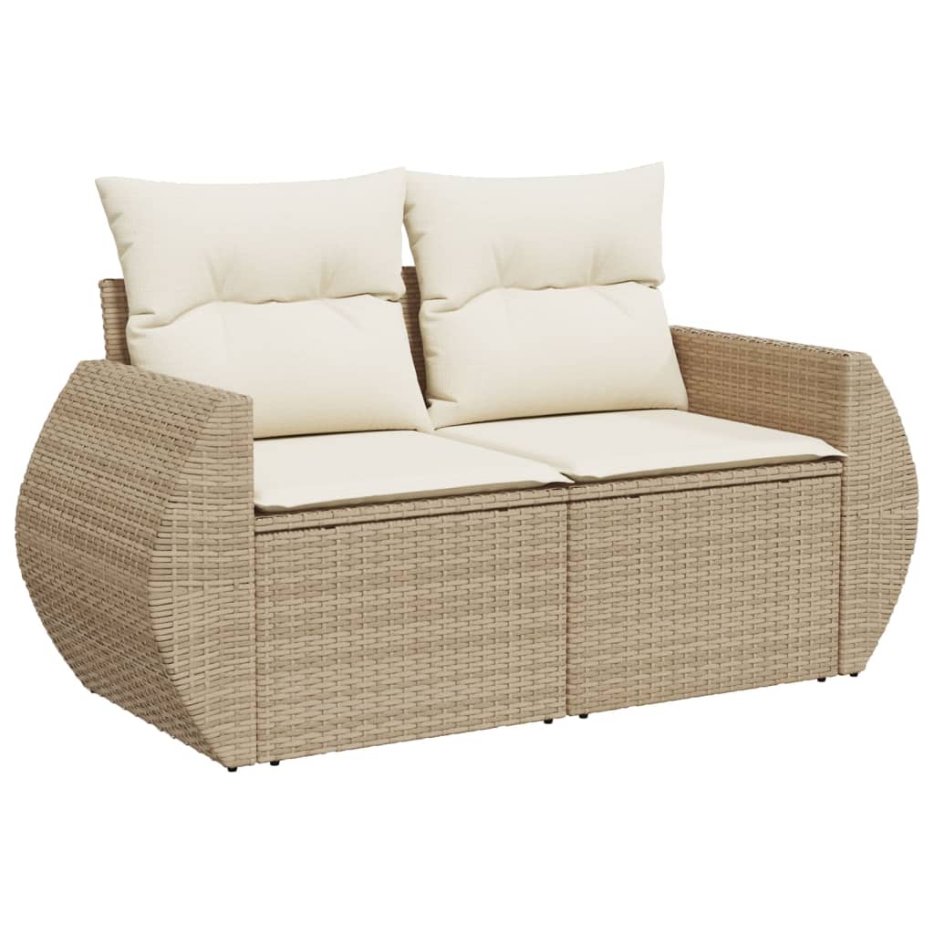 Gartensofas Set 9 PCs mit beige synthetischen Kissen