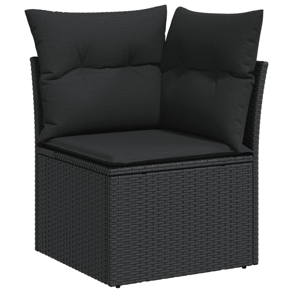 Garden Sofas Set 8 pieces and Black synthetic rattan cushions v34