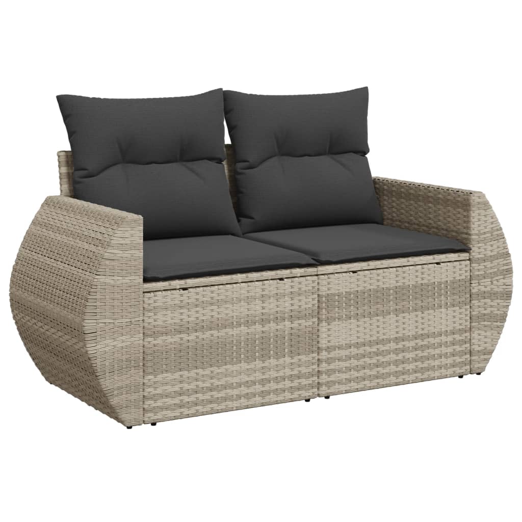 Set muebles jardín 9 pzas y cojines ratán sintético gris claro