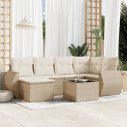 Set sofás de jardín 7 piezas y cojines ratán sintético beige v0192 Vetonek