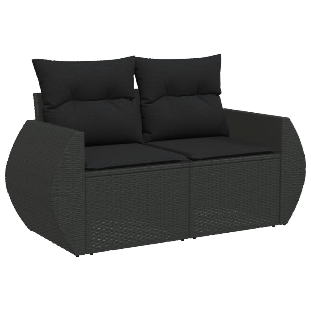 Gartensofas Set 6 Stücke und schwarze synthetische Rattankissen