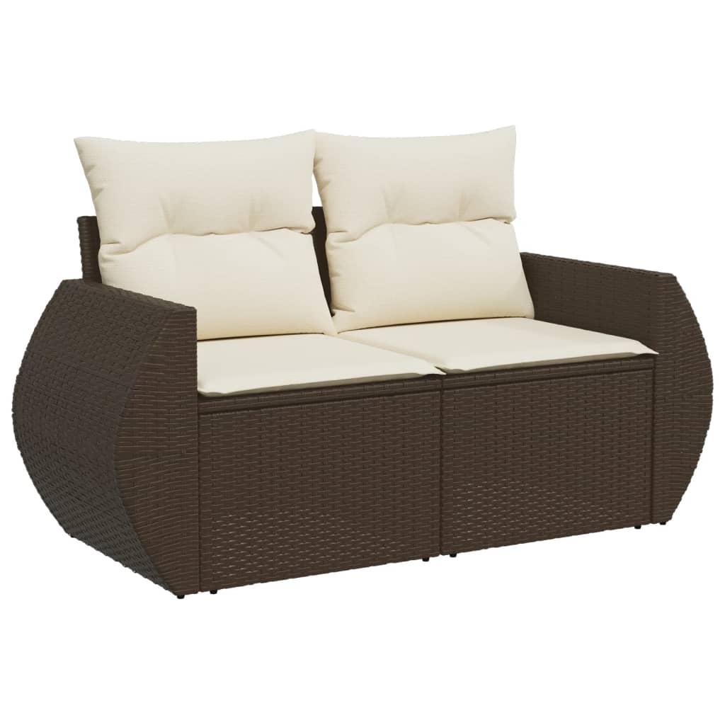 Gartensofas 6 Stücke und braune synthetische Rattankissen