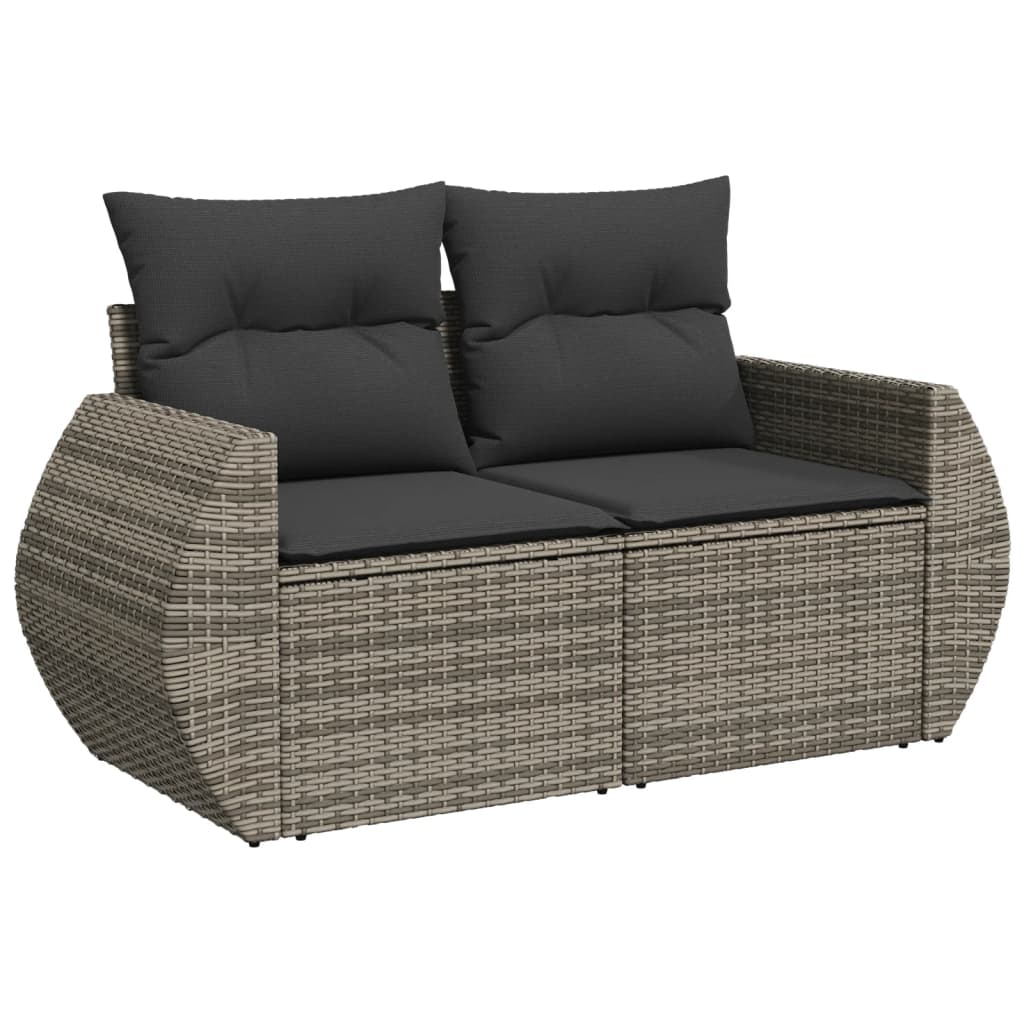 Garden sofas set 11 pcs and gray synthetic rattan cushions