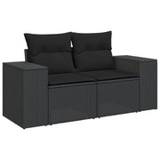 Set de muebles de jardín 5 pzas y cojines ratán sintético negro - Vetonek