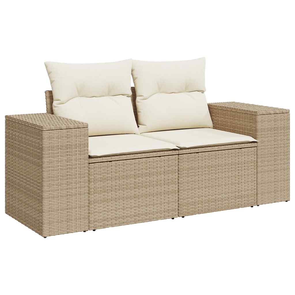 Garden sofas game with 6 pcs synthetic beige cushions