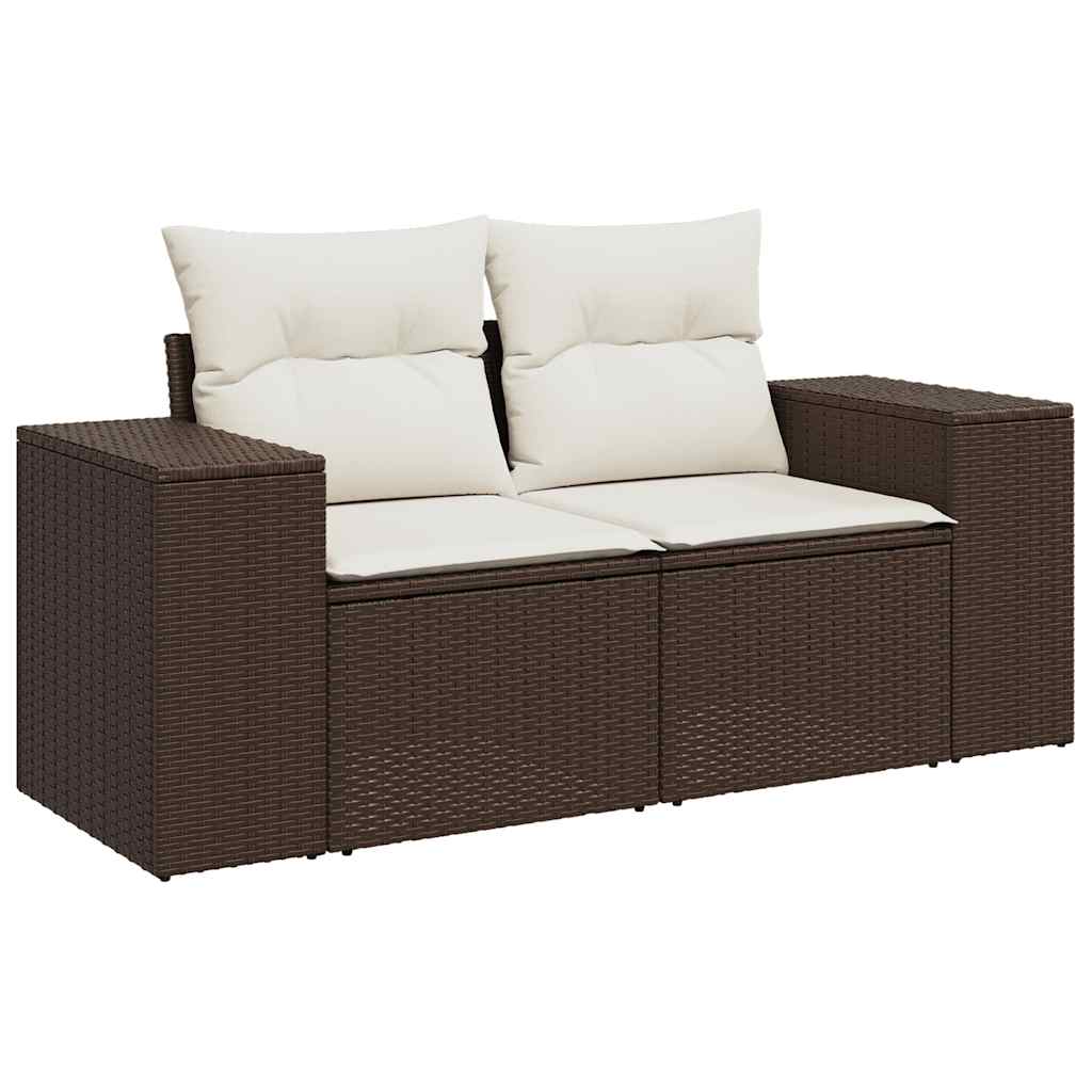 Gartensofas 6 Stücke und braune synthetische Rattankissen