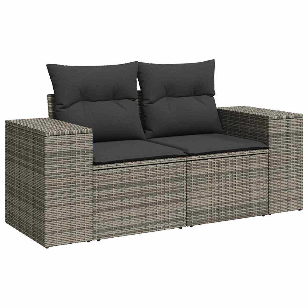 Set de muebles de jardín 6 pzas y cojines ratán sintético gris