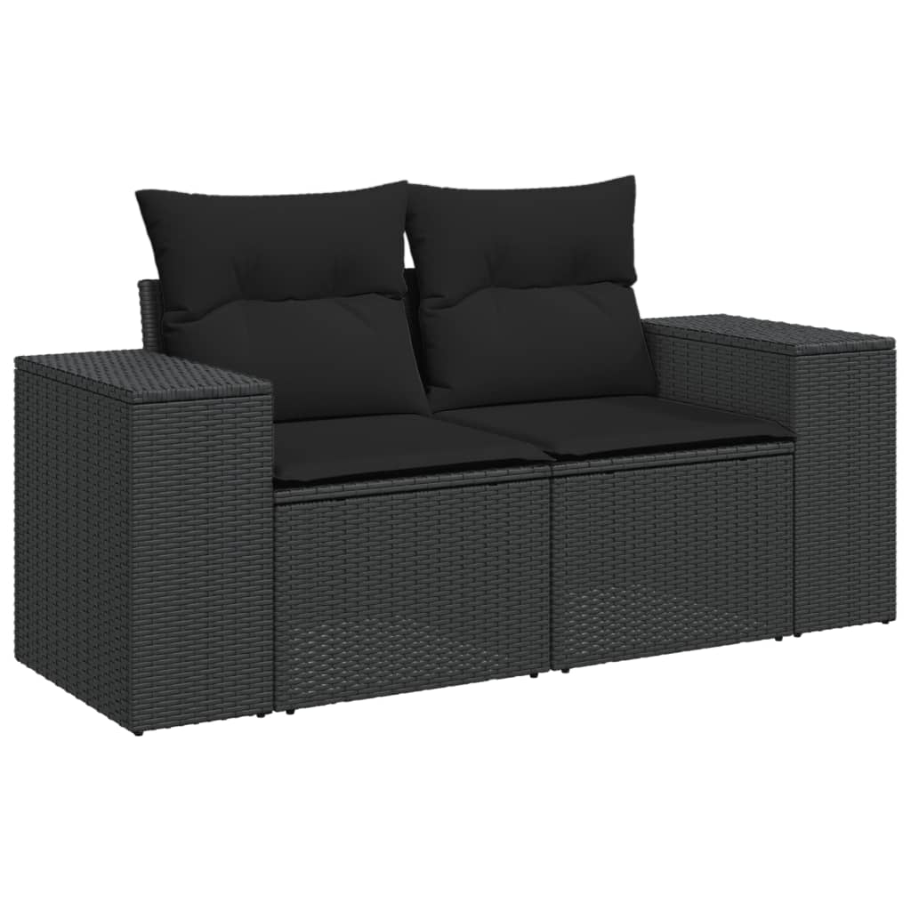 Gartensofas Set 6 Stücke und schwarze synthetische Rattankissen