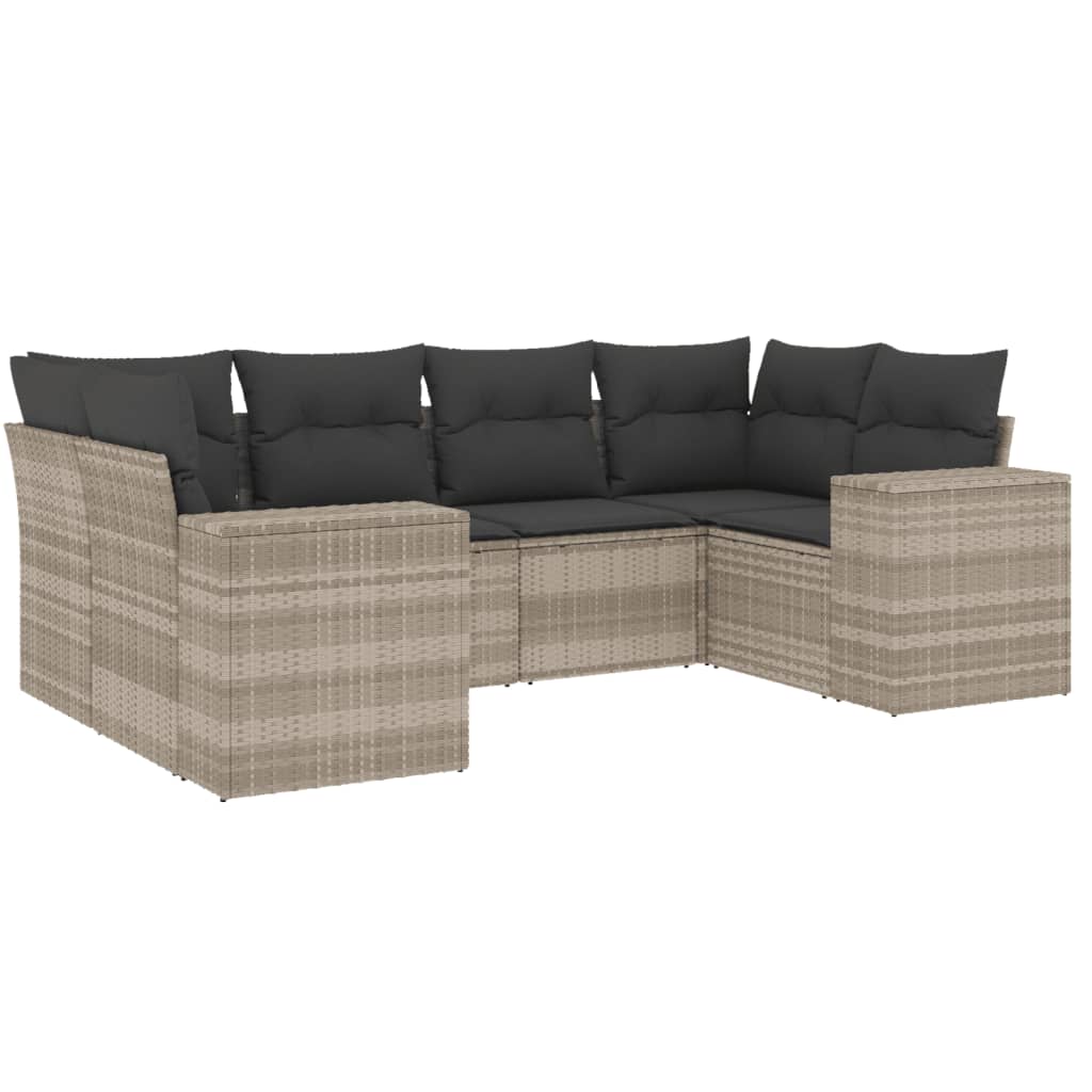 Garden Sofas Set 6 pcs and gray synthetic cushions