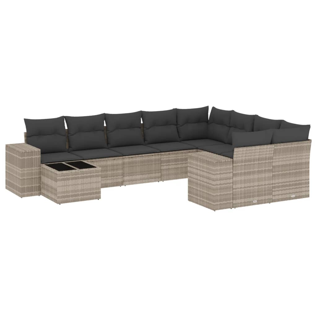 Sofas Sofas Garten 10 Stcs mit leichten synthetischen Rattan -Kissen