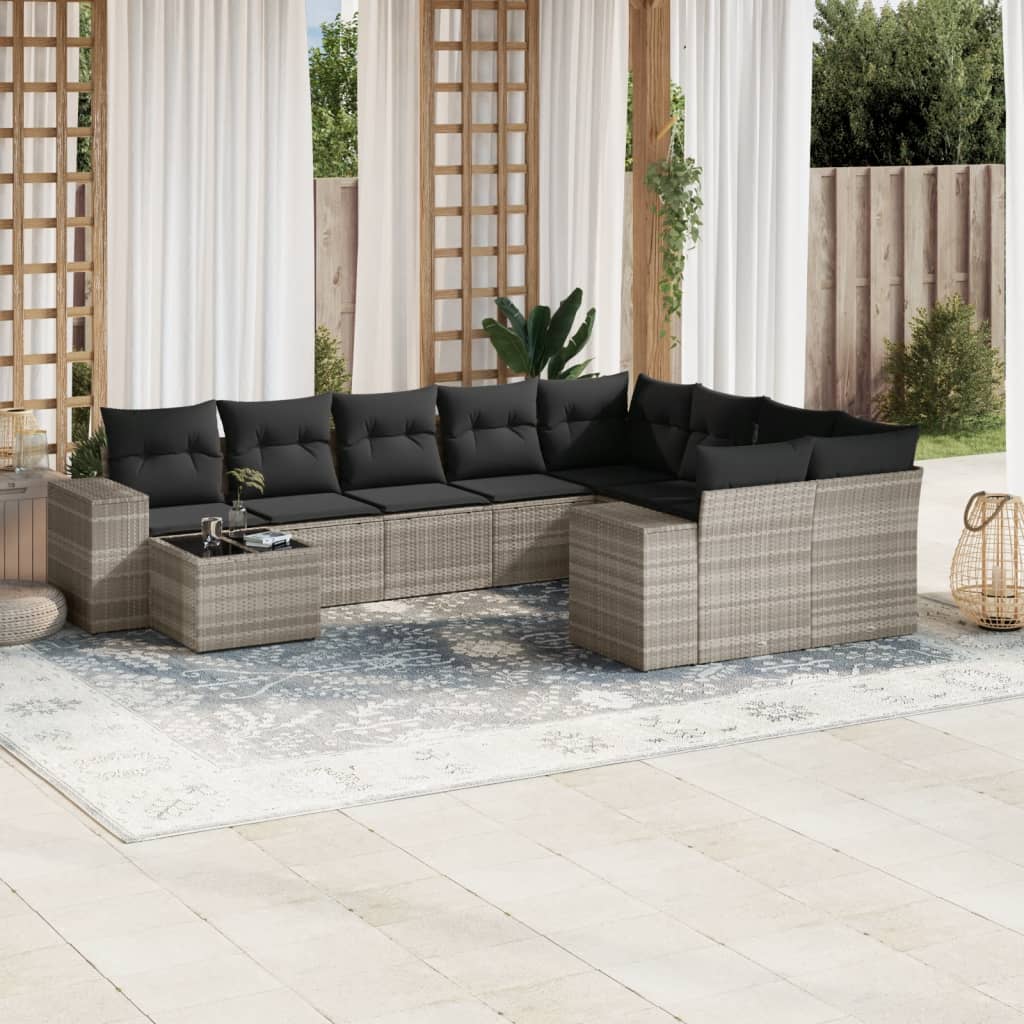 Sofas Sofas Garten 10 Stcs mit leichten synthetischen Rattan -Kissen