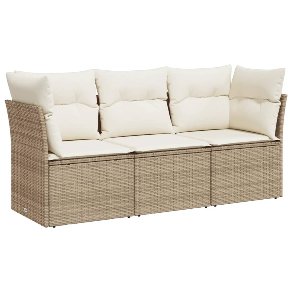 GIOCO DI SOFAS GARDEN con cuscini beige 3 pezzi Ratán PE