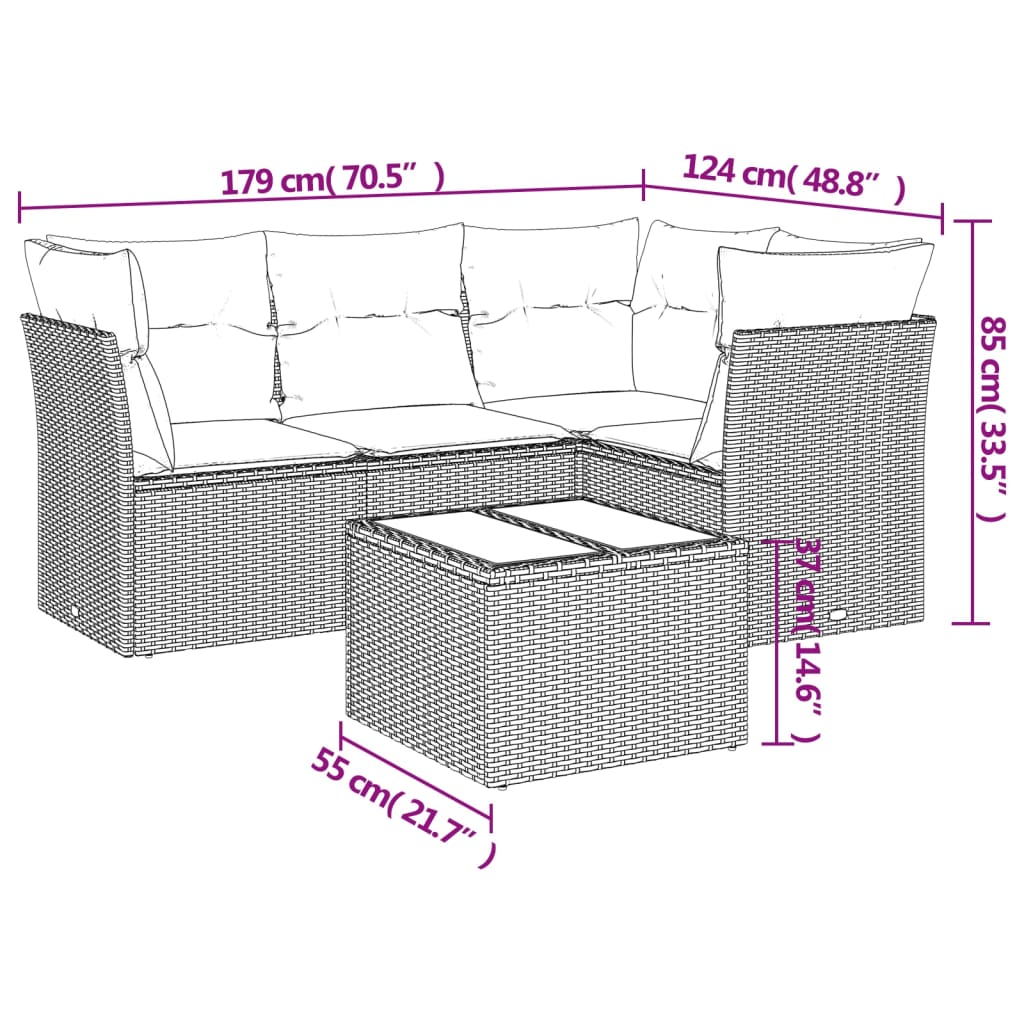 Garden Sofas Game 5 Pzas Ratán Synthetic Beige