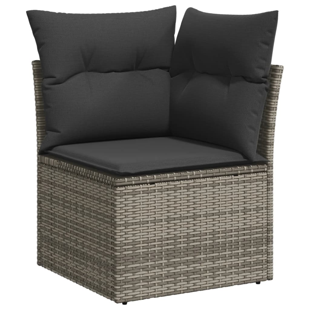 Ensemble de meubles de jardin 6 pcs et coussins de rotin synthétique gris