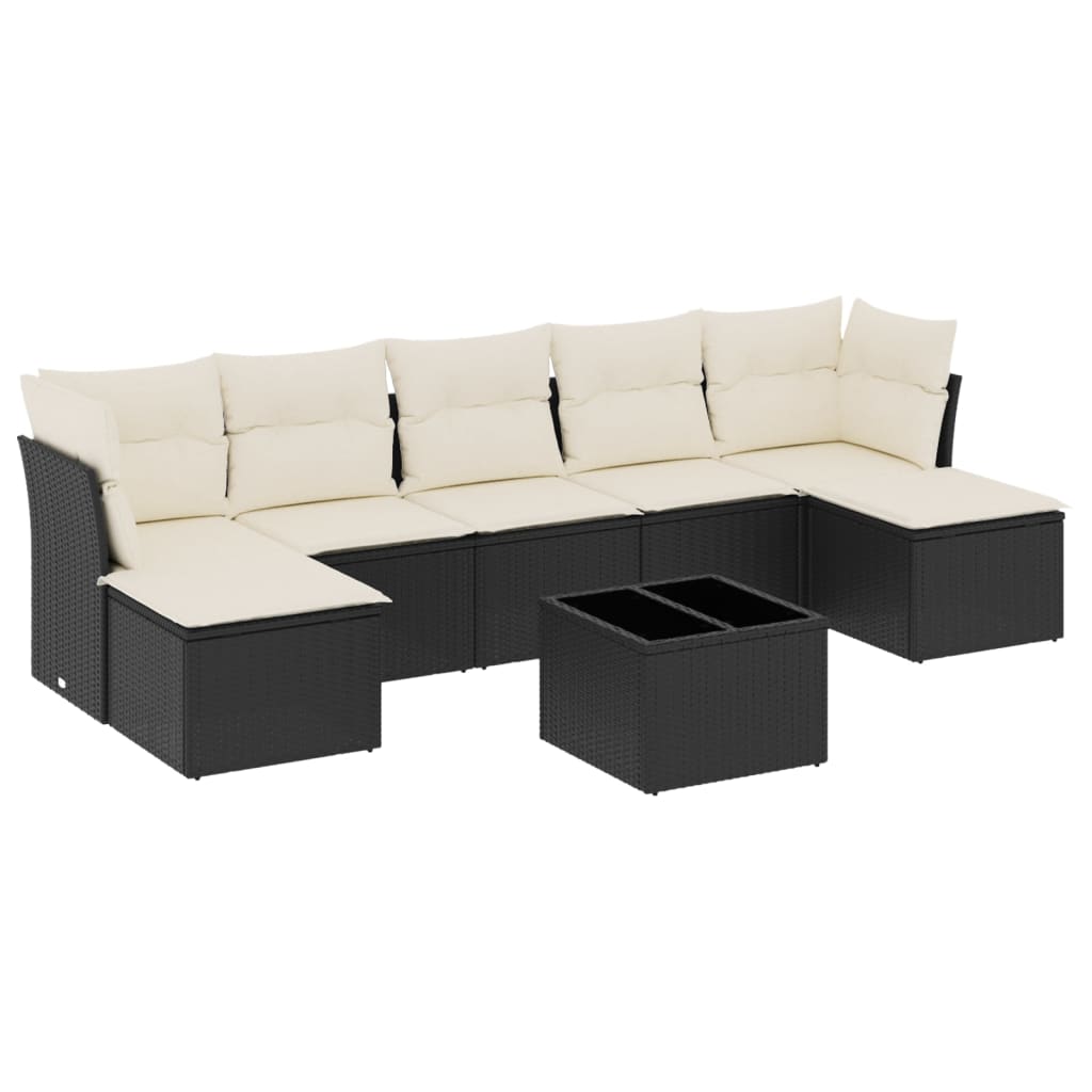 Gartensofas Set 8 Stücke und schwarze synthetische Rattankissen