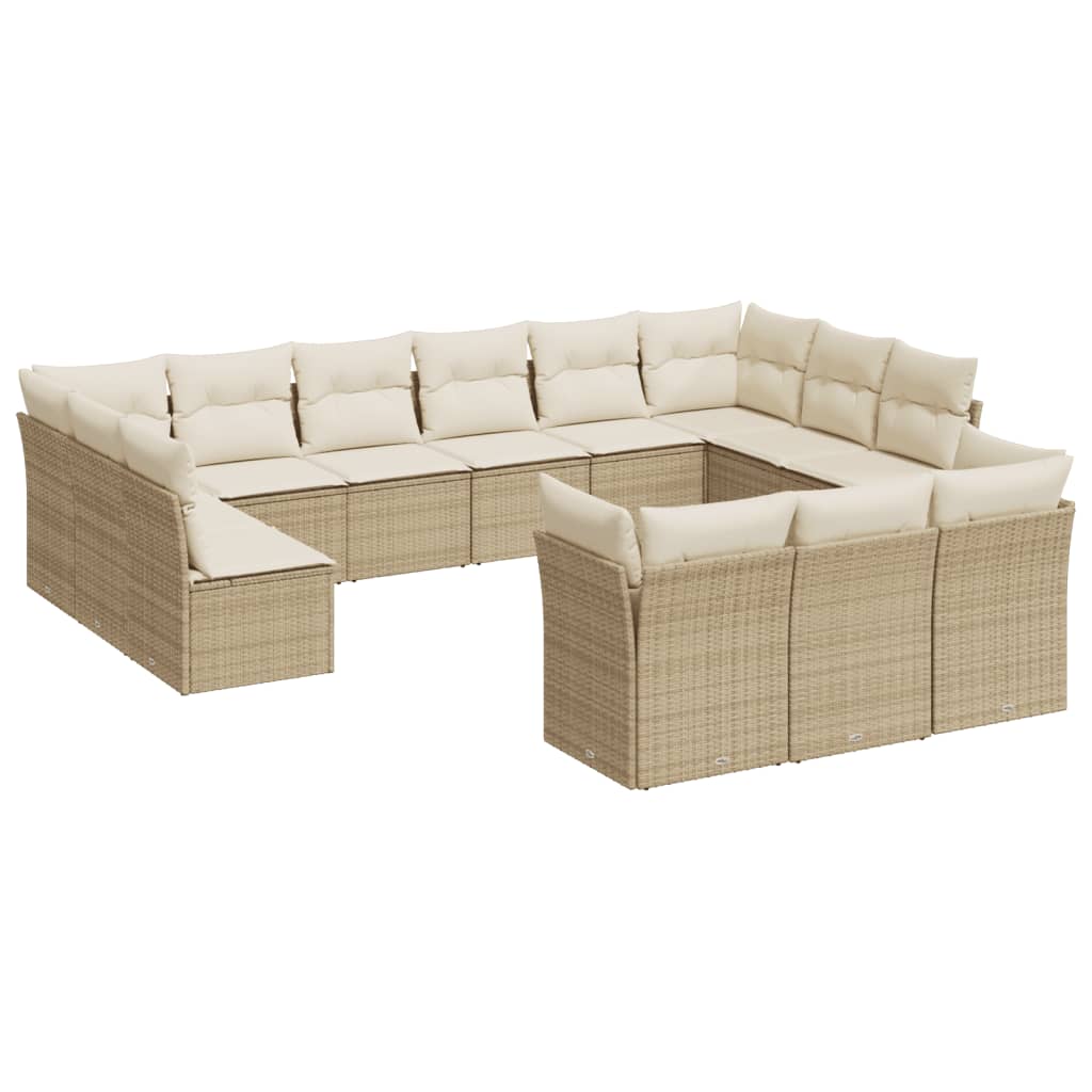 Divani da giardino set con cuscini 13 pezzi beige sintetico