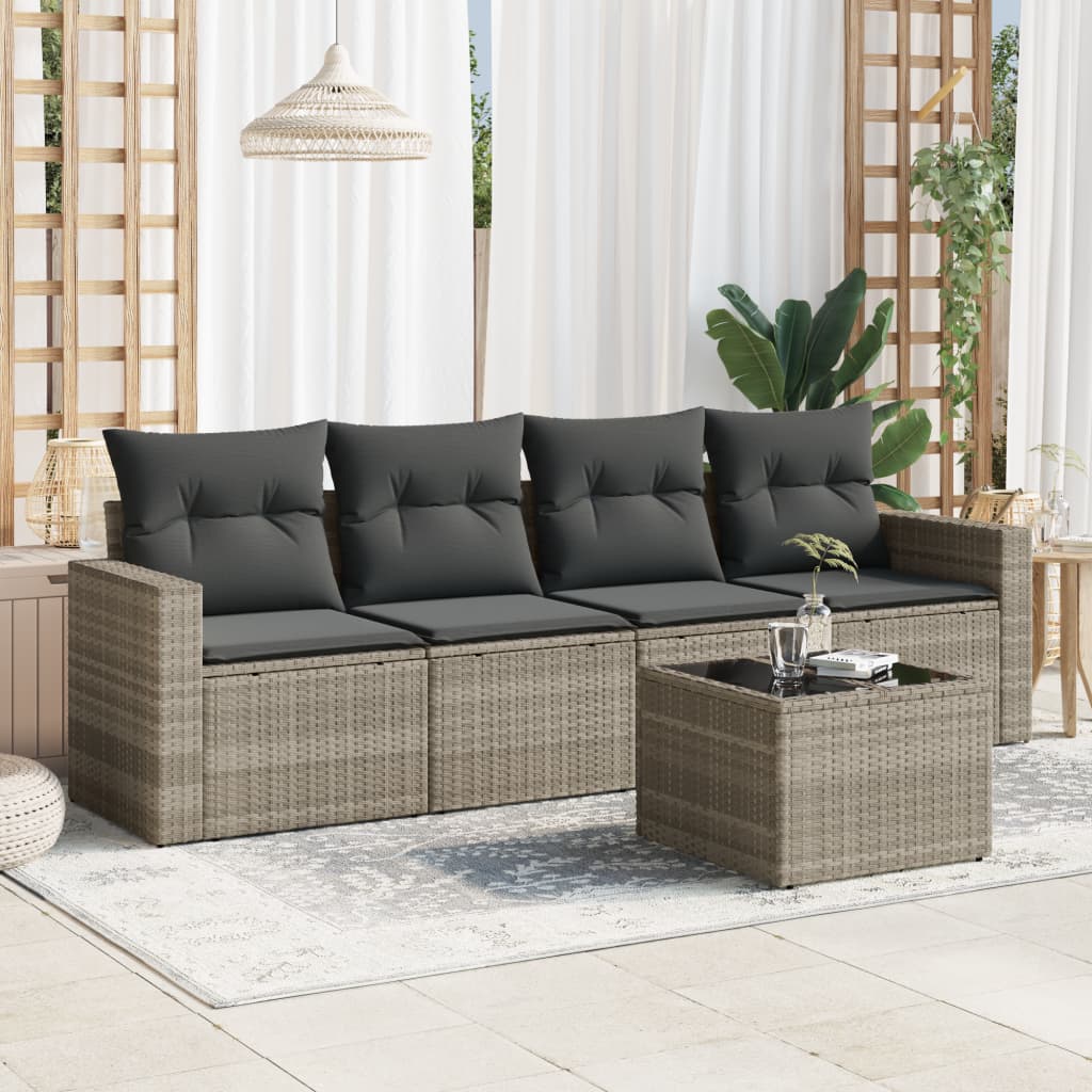 Garden and cushion sofas set 5 pcs synthetic ratt