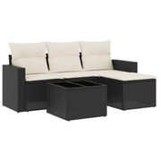 Set de muebles de jardín 5 pzas y cojines ratán sintético negro V4678 Vetonek