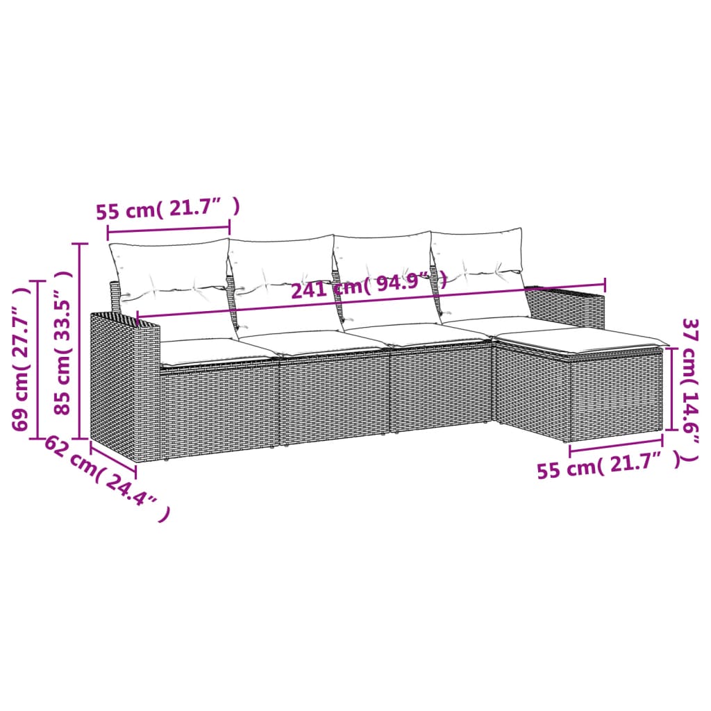 Garden Sofas Game 5 Pzas Ratán Synthetic Beige