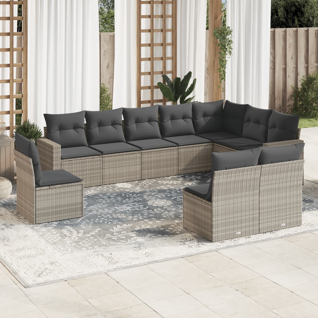 Sofas Sofas Garten 10 Stcs mit leichten synthetischen Rattan -Kissen