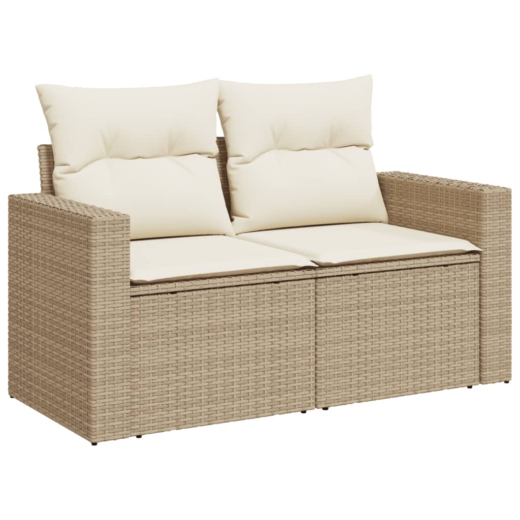 Set de sofás de jardín 9 pzas con cojines ratán sintético beige