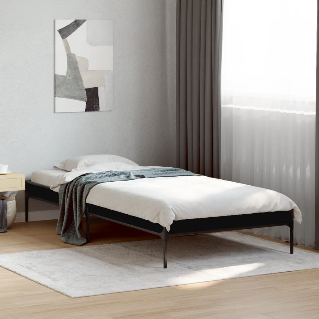 Vetonek Estructura de cama madera de ingeniería y metal negra 75x190 cm