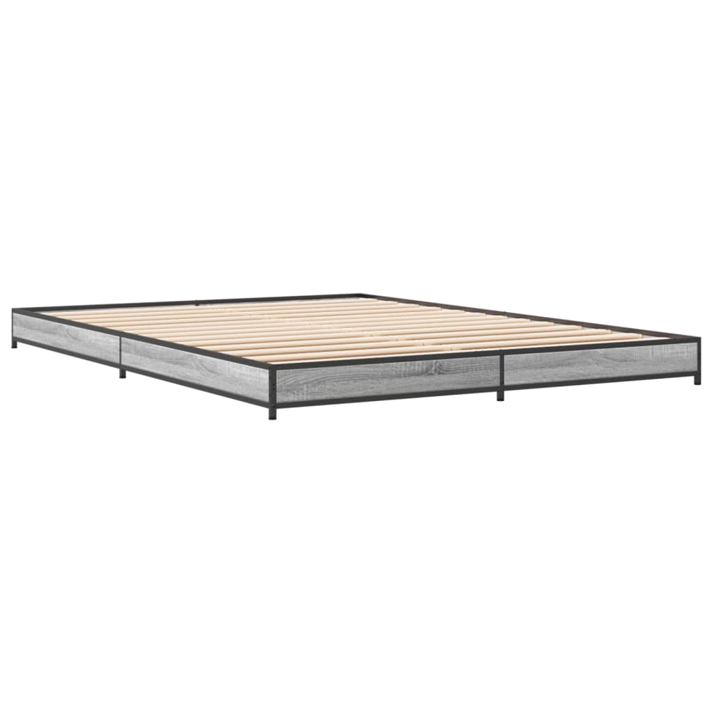 Estructura cama madera sintetizada Nexus metal gris Sonoma 140x190 cm