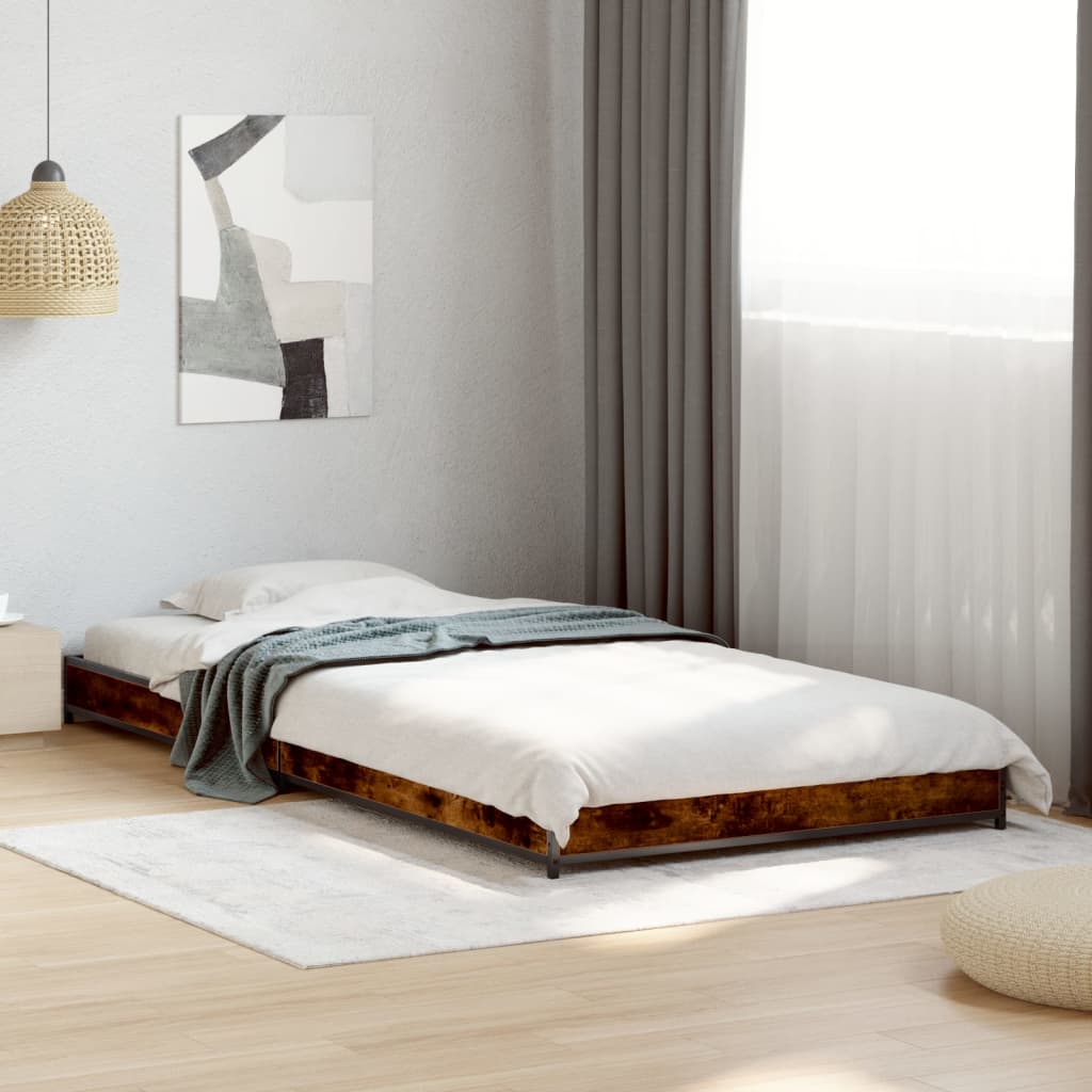 Vetonek Estructura cama madera ingeniería metal roble humo 75x190 cm