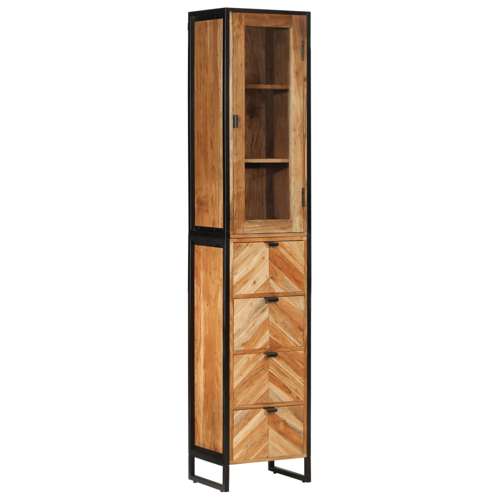 Vetonek Mueble de baño hierro y madera maciza de acacia 40x27x190 cm