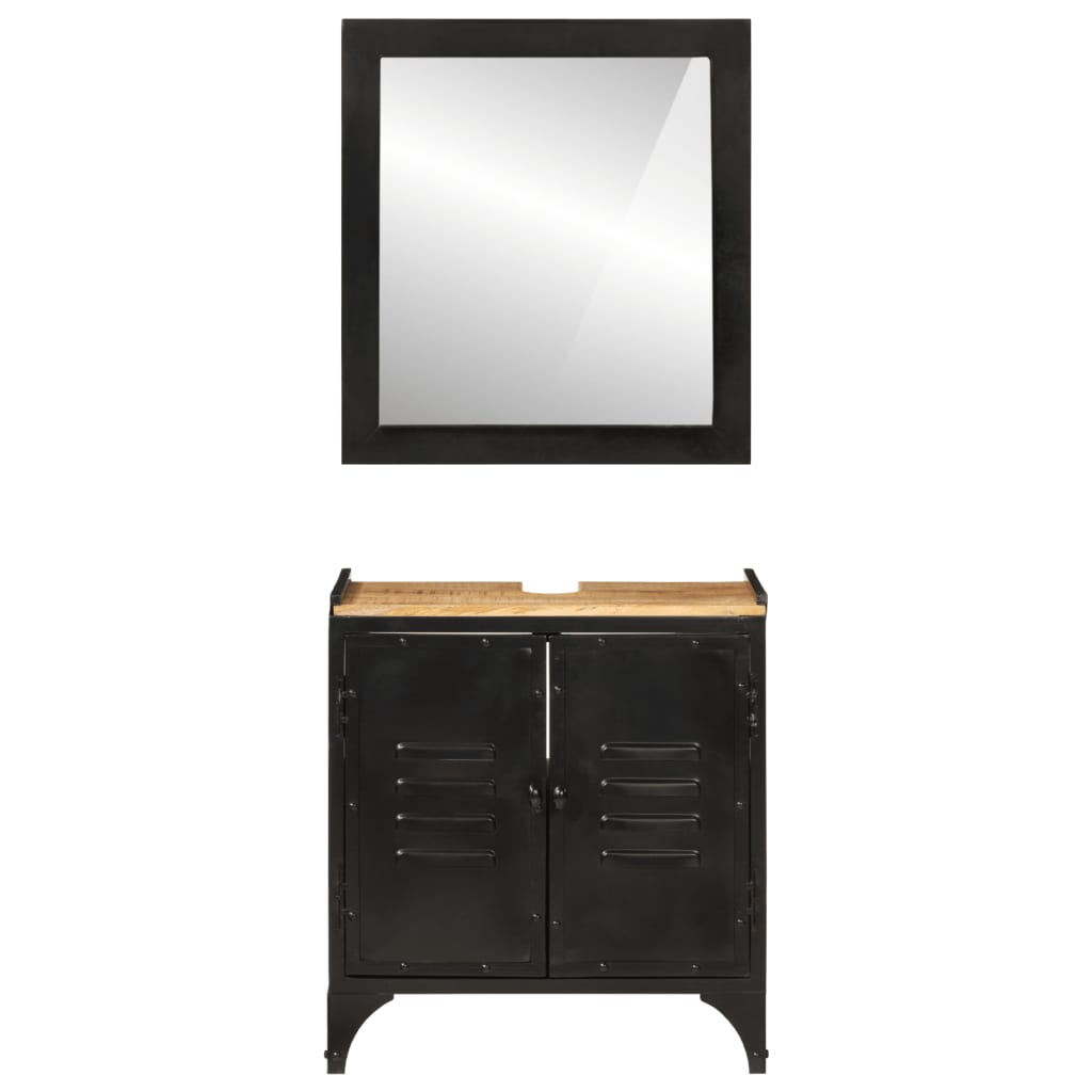Conjunto de muebles de baño 2 pzas madera maciza mango y hierro v8750 - Vetonek