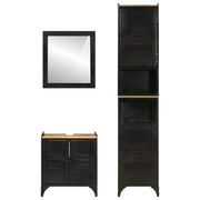Conjunto de muebles de baño 3 pzas madera maciza mango y hierro v8767 - Vetonek